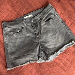 Levi's Dark Gray Frayed Jean Shorts